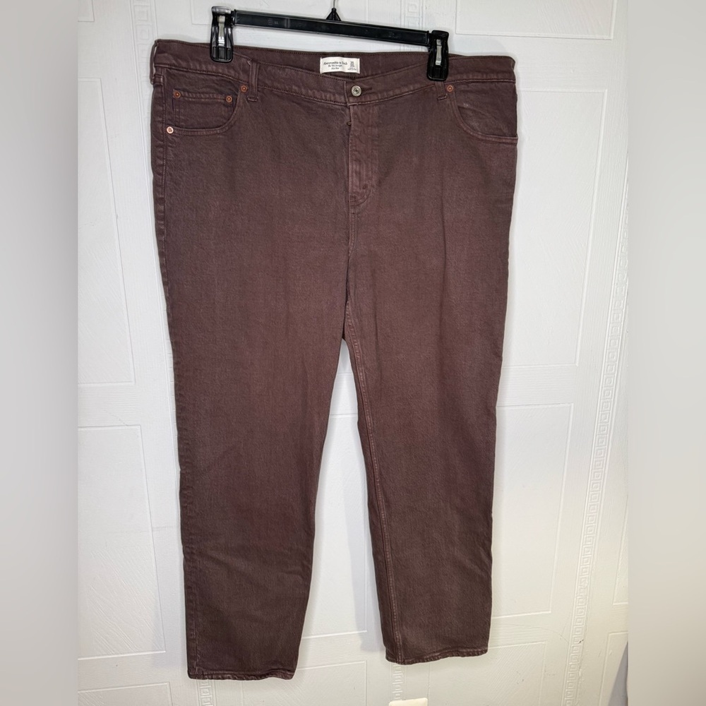 ABERCROMBIE and FITCH Jeans Womens 35/20R Zip 90s Straight Brown 5 Pocket Plus